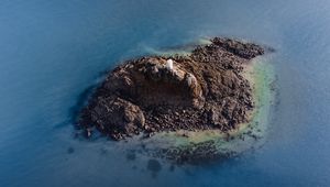 Preview wallpaper island, lighthouse, aerial view, sea, water