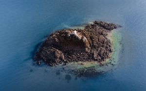 Preview wallpaper island, lighthouse, aerial view, sea, water