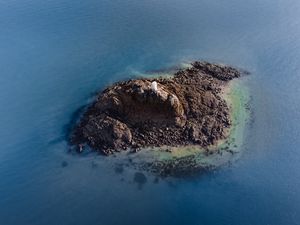 Preview wallpaper island, lighthouse, aerial view, sea, water