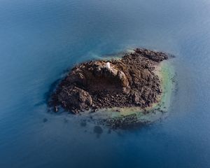 Preview wallpaper island, lighthouse, aerial view, sea, water