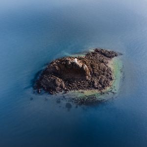 Preview wallpaper island, lighthouse, aerial view, sea, water