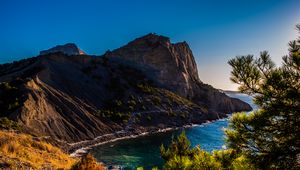 Preview wallpaper island, mountains, sea, trees, landscape