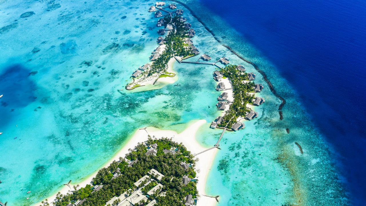 Wallpaper island, ocean, aerial view, coast, paradise, tropics