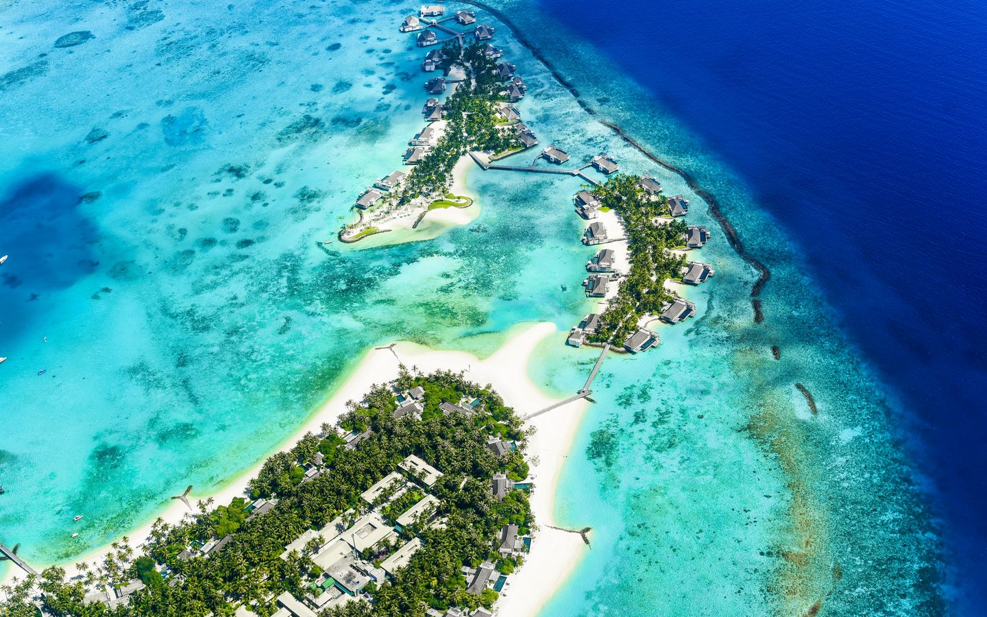 1440x900 Wallpaper island, ocean, aerial view, coast, paradise, tropics