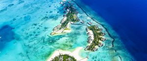 Preview wallpaper island, ocean, aerial view, coast, paradise, tropics