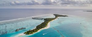 Preview wallpaper island, ocean, aerial view, sky, horizon, maldives
