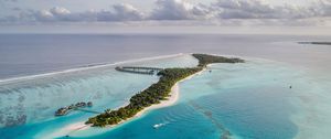 Preview wallpaper island, ocean, aerial view, sky, horizon, maldives