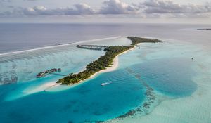 Preview wallpaper island, ocean, aerial view, sky, horizon, maldives