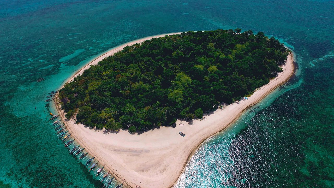 Wallpaper island, ocean, aerial view, tropics, sea, philippines