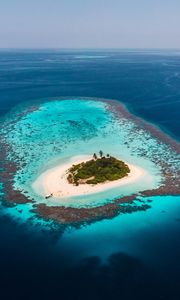 Preview wallpaper island, ocean, aerial view, water, beach