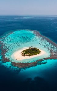 Preview wallpaper island, ocean, aerial view, water, beach