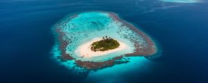 Preview wallpaper island, ocean, aerial view, water, beach