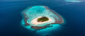 Preview wallpaper island, ocean, aerial view, water, beach