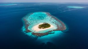 Preview wallpaper island, ocean, aerial view, water, beach