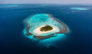 Preview wallpaper island, ocean, aerial view, water, beach