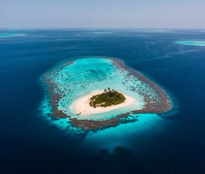 Preview wallpaper island, ocean, aerial view, water, beach