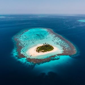 Preview wallpaper island, ocean, aerial view, water, beach