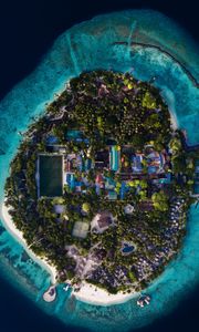 Preview wallpaper island, ocean, aerial view, buildings