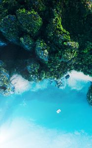 Preview wallpaper island, ocean, aerial view, rocks, plants, thailand