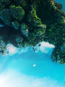 Preview wallpaper island, ocean, aerial view, rocks, plants, thailand