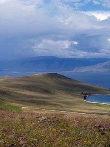 Preview wallpaper island, ocean, coast, mountains, land, water