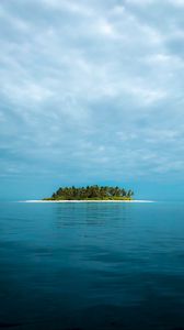 Preview wallpaper island, ocean, horizon, sky, clouds, tropics