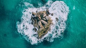 Preview wallpaper island, ocean, rocks, surf