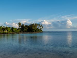 Preview wallpaper island, palm trees, sea, clouds, landscape, nature