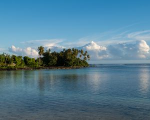 Preview wallpaper island, palm trees, sea, clouds, landscape, nature