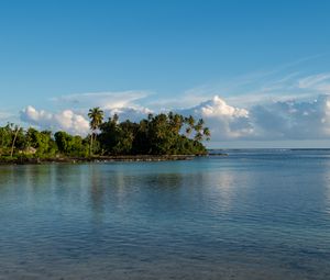 Preview wallpaper island, palm trees, sea, clouds, landscape, nature