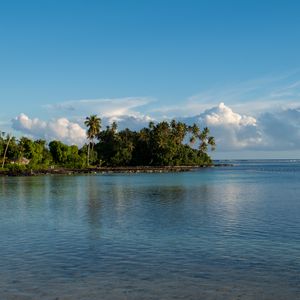 Preview wallpaper island, palm trees, sea, clouds, landscape, nature