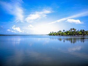 Preview wallpaper island, palm trees, sky, cloud