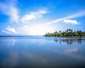 Preview wallpaper island, palm trees, sky, cloud