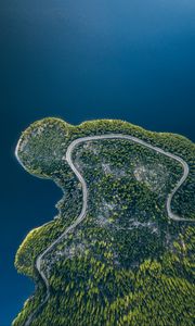 Preview wallpaper island, road, aerial view, water, land