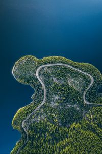 Preview wallpaper island, road, aerial view, water, land