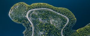 Preview wallpaper island, road, aerial view, water, land
