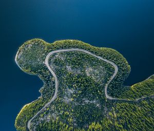 Preview wallpaper island, road, aerial view, water, land