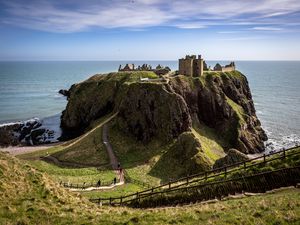 Preview wallpaper island, rock, castle, sea