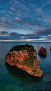 Preview wallpaper island, rock, sea, horizon, sky