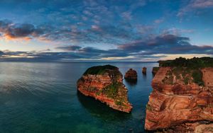 Preview wallpaper island, rock, sea, horizon, sky