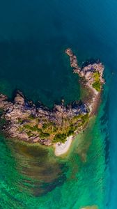 Preview wallpaper island, rocks, aerial view, relief, ocean