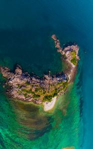 Preview wallpaper island, rocks, aerial view, relief, ocean