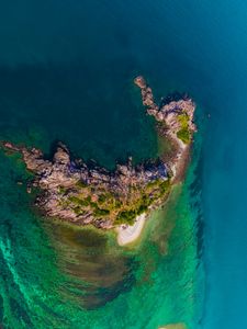 Preview wallpaper island, rocks, aerial view, relief, ocean