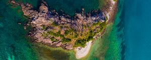 Preview wallpaper island, rocks, aerial view, relief, ocean