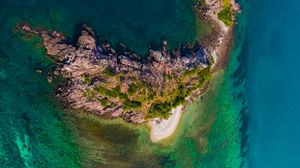 Preview wallpaper island, rocks, aerial view, relief, ocean