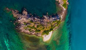 Preview wallpaper island, rocks, aerial view, relief, ocean