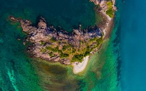 Preview wallpaper island, rocks, aerial view, relief, ocean