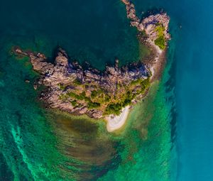 Preview wallpaper island, rocks, aerial view, relief, ocean