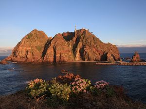 Preview wallpaper island, rocks, dokdo, korea, south gyeongsang province