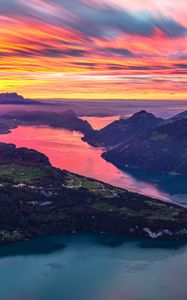 Preview wallpaper island, rocks, river, sky, sunset, nature